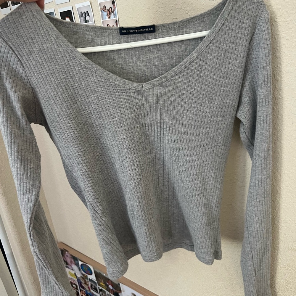 Gray Brandy Melville Women's Ribbed Top